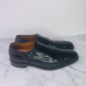 Allen Edmonds ST. JOHN'S Double Monk Strap Loafers Men 13 B Black Leather USA